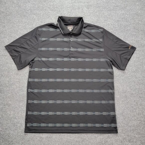 Greg Norman Polo Shirt Mens XL Black Striped Short Sleeve Golf Performance - Picture 1 of 7